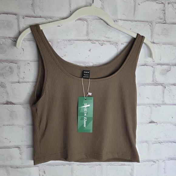 SHEIN Tops - Light Brown Silky Crop
